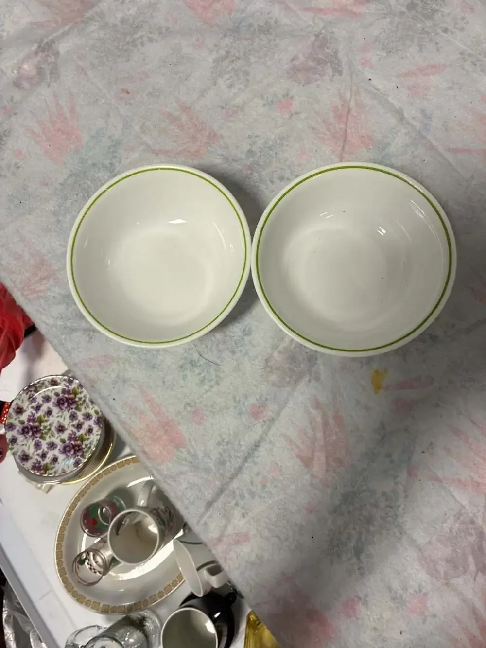 Corelle Spring Meadow Green Stripe Soup Cereal Bowls Set of 2